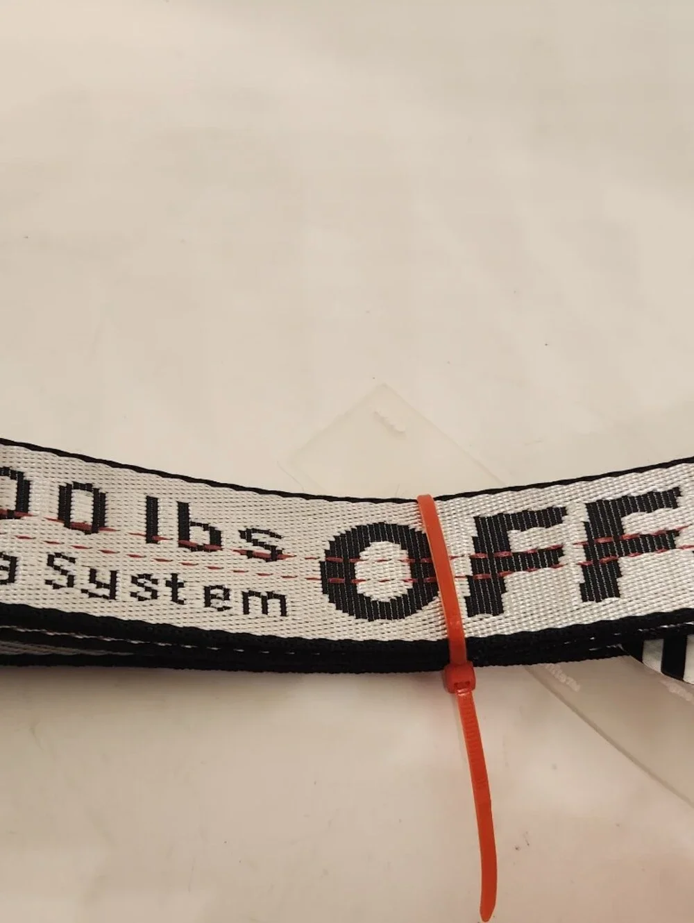 Off-White White and Black Industrial Webbing Belt with Orange Tag